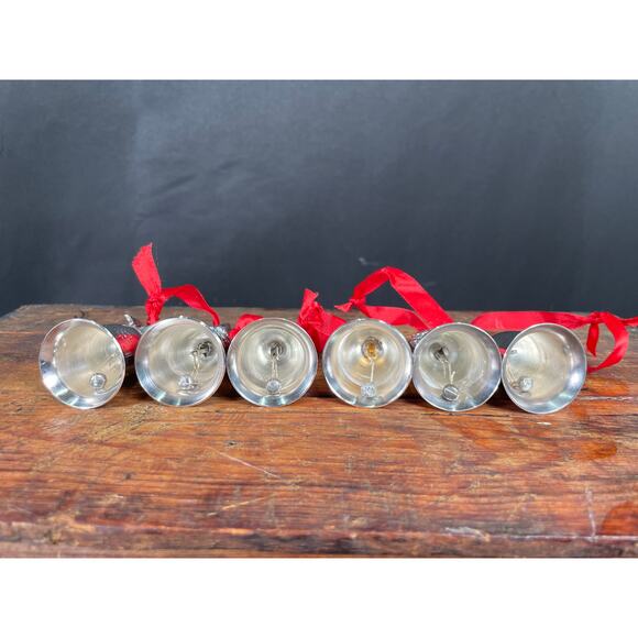 Six Reed & Barton Silver Plated Bells: 12 Days of Christmas Theme - Picture 10 of 10